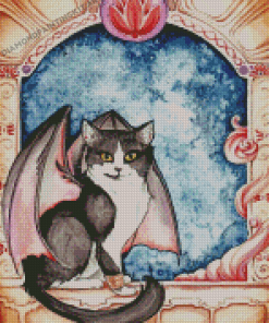 Cute Bat Cat Diamond Paintings