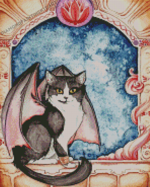 Cute Bat Cat Diamond Paintings