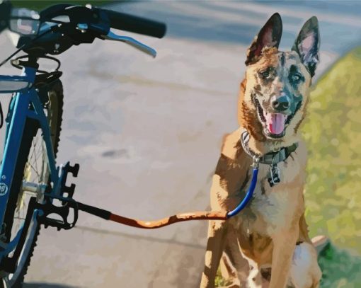 Dog With Bicycle Diamond Paintings