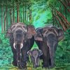 Elephants Family In The Jungle Diamond Paintings