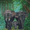 Elephants Family In The Jungle Diamond Paintings