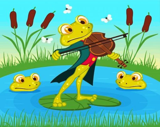 Frog Playing Violin Art Diamond Paintings