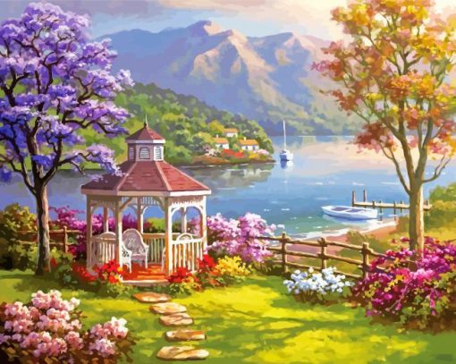 Gazebo By The Lake Diamond Paintings