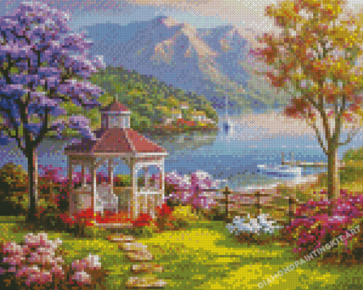 Gazebo By The Lake Diamond Paintings