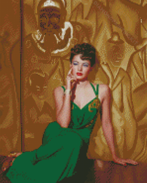 Gene Tierney In Green Dress Diamond Paintings