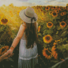 Girl In Sunflower Field Diamond Paintings