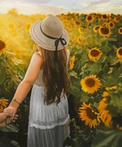 Girl In Sunflower Field Diamond Paintings