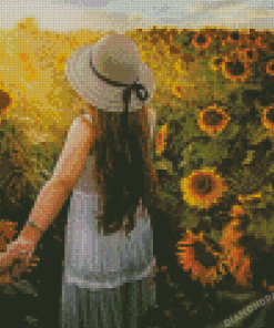 Girl In Sunflower Field Diamond Paintings