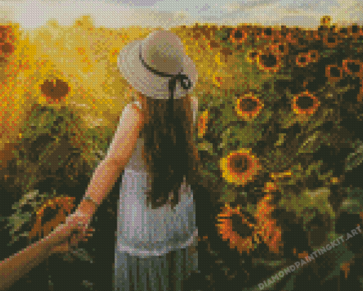 Girl In Sunflower Field Diamond Paintings