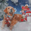 Golden Retriever Merry Christmas Diamond Paintings