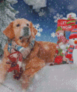 Golden Retriever Merry Christmas Diamond Paintings