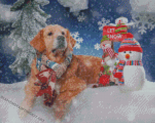 Golden Retriever Merry Christmas Diamond Paintings