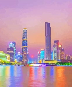 Guangzhou City Reflection Diamond Paintings