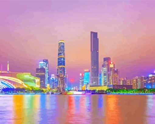 Guangzhou City Reflection Diamond Paintings