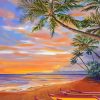 Hawaiian Beach And Canoe Diamond Paintings