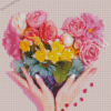 Heart With Flowers Diamond Paintings