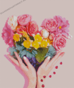 Heart With Flowers Diamond Paintings