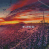 Hollywood Sign With Sunset Landscape Diamond Paintings