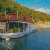 House Boat In Lake Travis Diamond Paintings