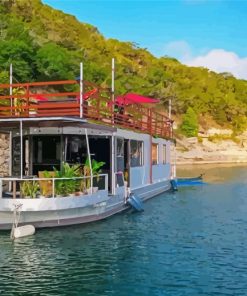 House Boat In Lake Travis Diamond Paintings