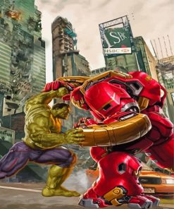 Hulk And Iron Man Fighting Diamond Paintings