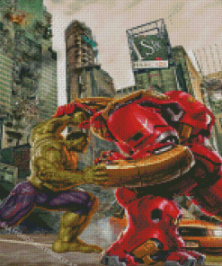 Hulk And Iron Man Fighting Diamond Paintings