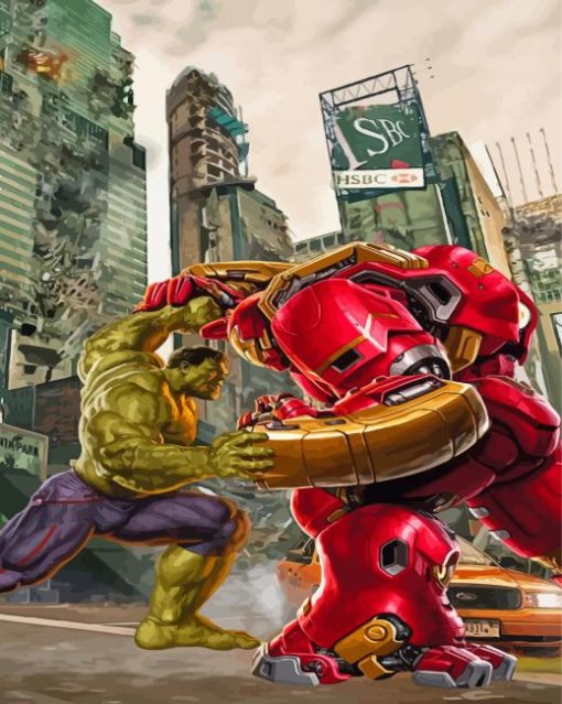 Hulk And Iron Man Fighting Diamond Paintings