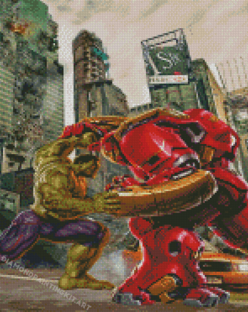 Hulk And Iron Man Fighting Diamond Paintings