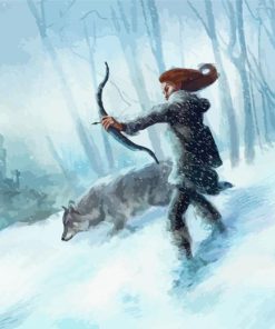 Hunter Woman In Snow Diamond Paintings