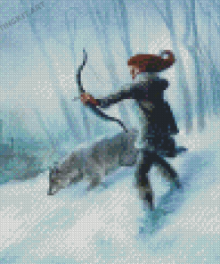 Hunter Woman In Snow Diamond Paintings