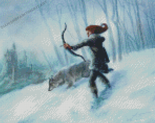 Hunter Woman In Snow Diamond Paintings