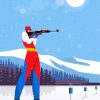 Illustration Biathlon Man Shooting Diamond Paintings