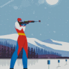 Illustration Biathlon Man Shooting Diamond Paintings