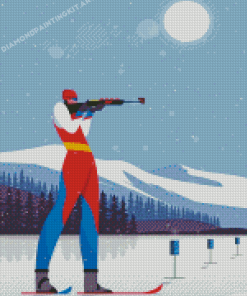 Illustration Biathlon Man Shooting Diamond Paintings