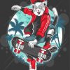 Illustration Cat Skating Diamond Paintings