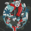 Illustration Cat Skating Diamond Paintings