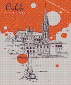 Illustration Cobh Ireland Poster Diamond Paintings