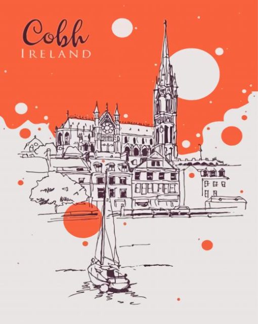 Illustration Cobh Ireland Poster Diamond Paintings