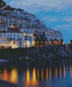 Italy Town Amalfi Coast Night Diamond Paintings