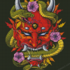 Japanese Demon Mask And Snake Diamond Paintings