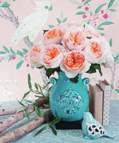 Juliet Roses Blue Vase Diamond Paintings