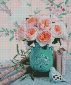 Juliet Roses Blue Vase Diamond Paintings