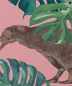 Kiwi bird and Leaves Diamond Paintings