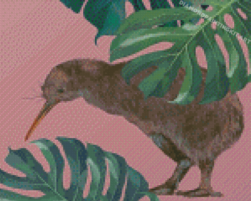 Kiwi bird and Leaves Diamond Paintings