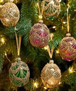 Light Christmas Baubles Diamond Paintings