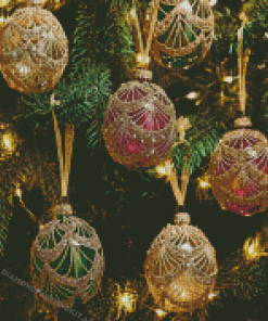 Light Christmas Baubles Diamond Paintings