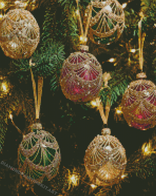 Light Christmas Baubles Diamond Paintings