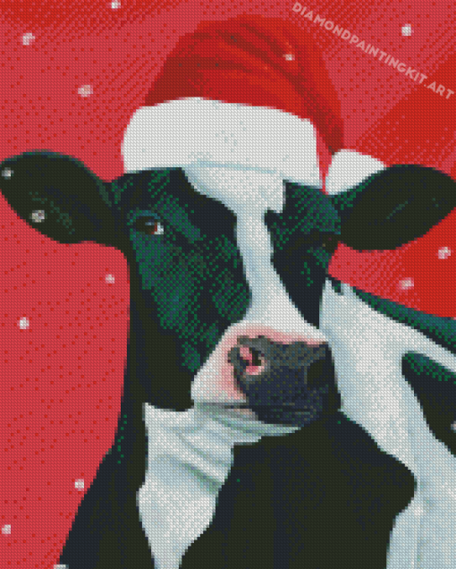 Merry Christmas Cow Diamond Paintings