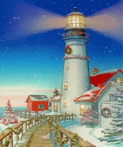 Merry Christmas Lighthouse Diamond Paintings