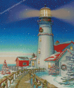 Merry Christmas Lighthouse Diamond Paintings